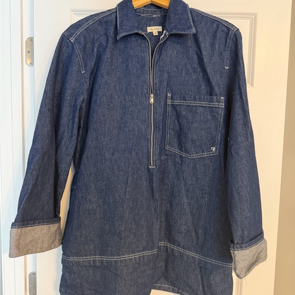 Pilcro Dresses & Skirts - Pilcro (Anthropologie) Dark Blue Denim Mini Dress with Zip Front